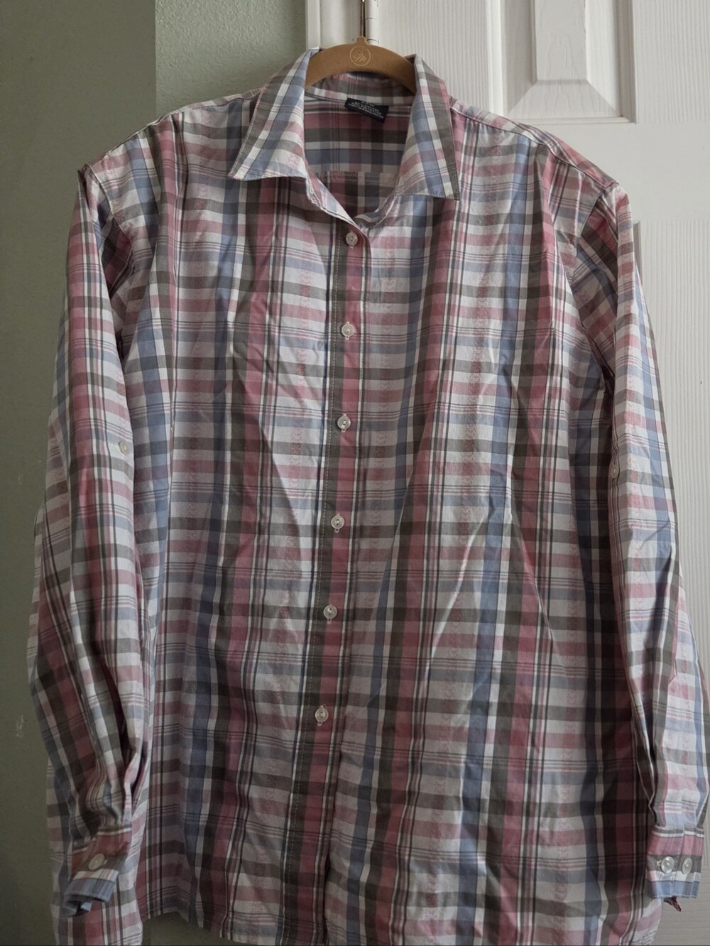 Allison Daley Plus Size 22W Plaid Long Sleeve Button-Down Shirt